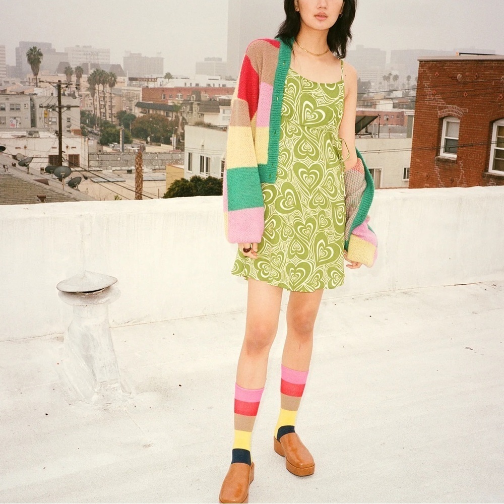 Lisa Says Gah Wild Hearts Green Pattern Dress Yolande